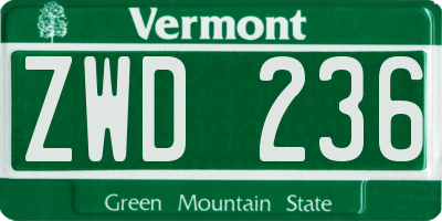 VT license plate ZWD236