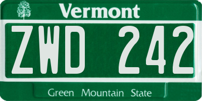 VT license plate ZWD242