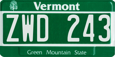 VT license plate ZWD243