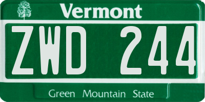 VT license plate ZWD244