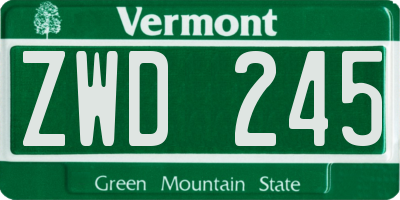 VT license plate ZWD245