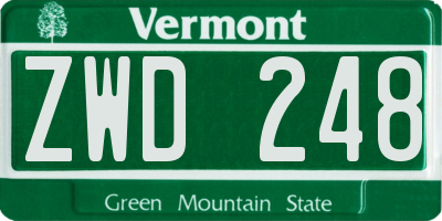 VT license plate ZWD248