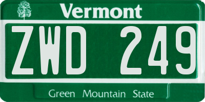 VT license plate ZWD249