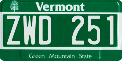 VT license plate ZWD251