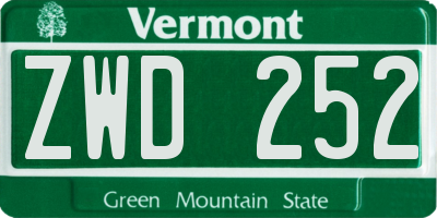 VT license plate ZWD252