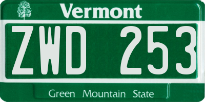 VT license plate ZWD253