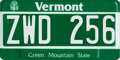 VT license plate ZWD256