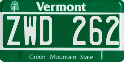 VT license plate ZWD262