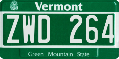 VT license plate ZWD264