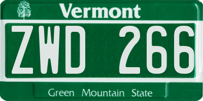 VT license plate ZWD266