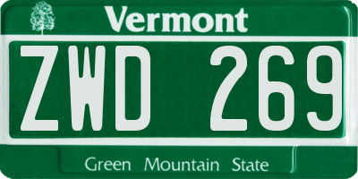 VT license plate ZWD269