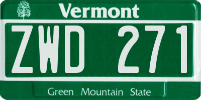 VT license plate ZWD271
