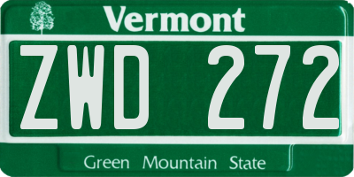 VT license plate ZWD272