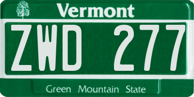 VT license plate ZWD277