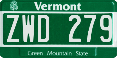 VT license plate ZWD279