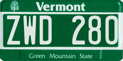 VT license plate ZWD280