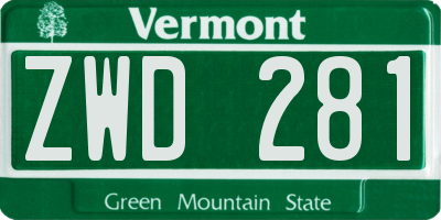 VT license plate ZWD281