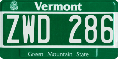 VT license plate ZWD286