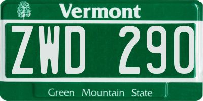 VT license plate ZWD290