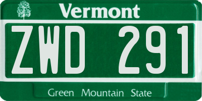 VT license plate ZWD291