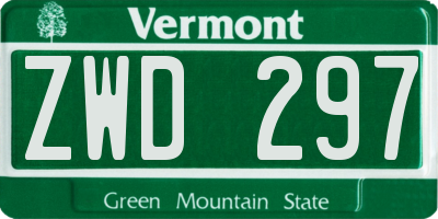 VT license plate ZWD297
