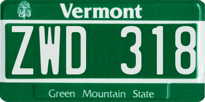 VT license plate ZWD318