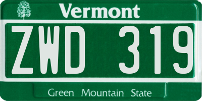 VT license plate ZWD319