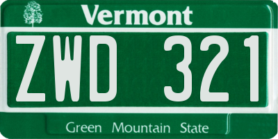 VT license plate ZWD321