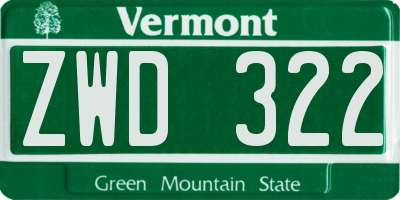 VT license plate ZWD322