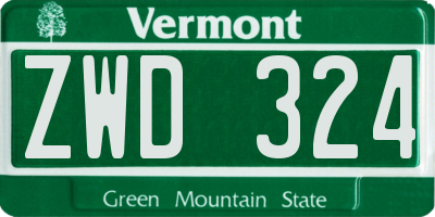 VT license plate ZWD324