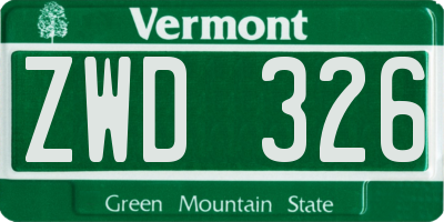 VT license plate ZWD326