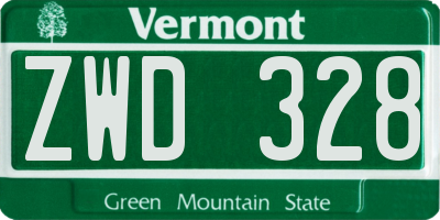 VT license plate ZWD328