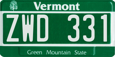 VT license plate ZWD331