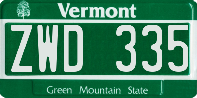 VT license plate ZWD335