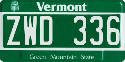 VT license plate ZWD336