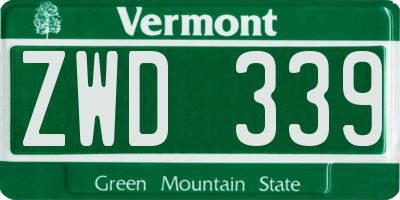 VT license plate ZWD339