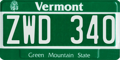 VT license plate ZWD340