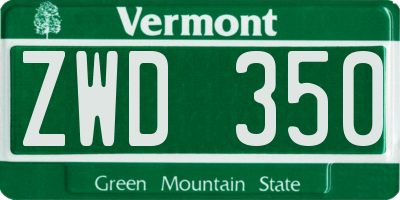 VT license plate ZWD350