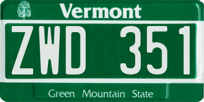 VT license plate ZWD351
