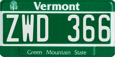 VT license plate ZWD366
