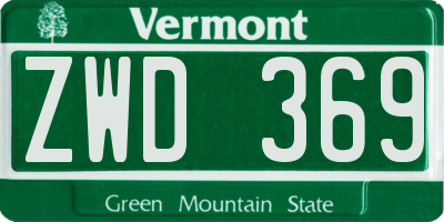VT license plate ZWD369