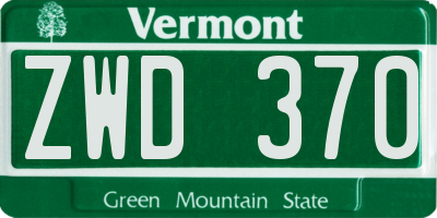 VT license plate ZWD370