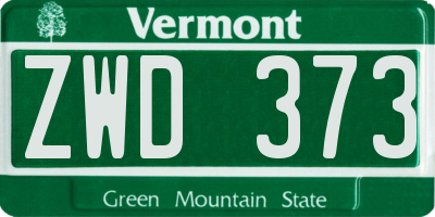VT license plate ZWD373