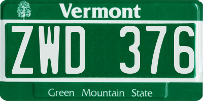 VT license plate ZWD376
