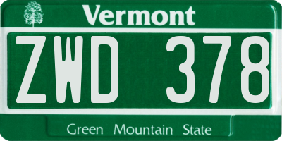 VT license plate ZWD378