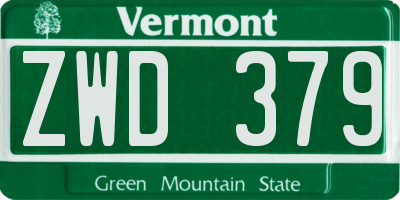 VT license plate ZWD379