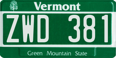 VT license plate ZWD381
