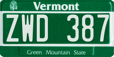 VT license plate ZWD387