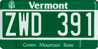 VT license plate ZWD391