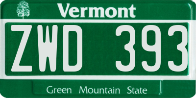 VT license plate ZWD393